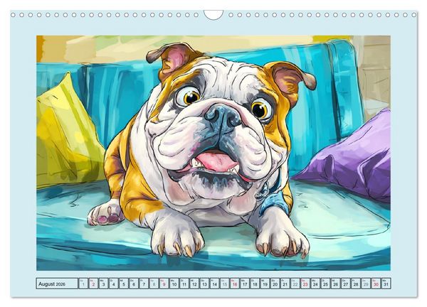 Produktbild: Bulldoggen. Lustige Cartoons von beliebten Charakterk&ouml;pfen (Wandkalender 2026 DIN A3 quer), CALVENDO Monatskalender