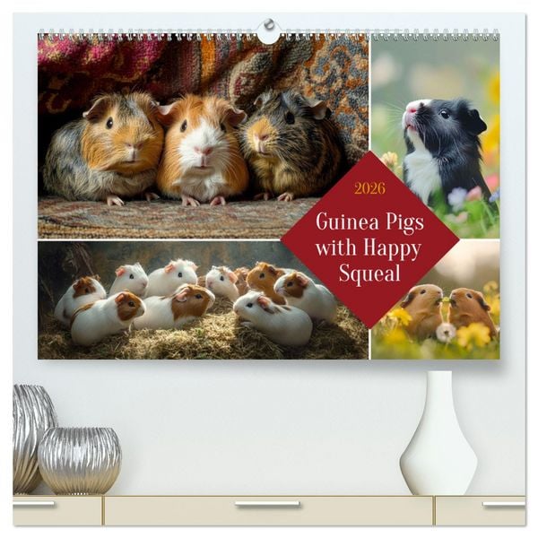 Produktbild: Guinea Pigs with Happy Squeal (High Quality Premium Wall Calendar 2026 DIN A2 landscape),CALVENDO 12 Month Wall Calendar