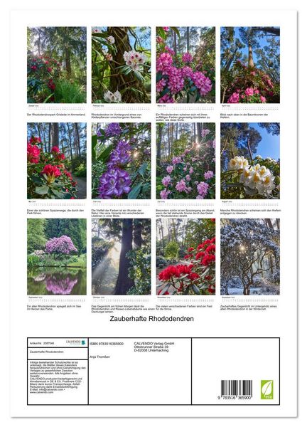 Produktbild: Zauberhafte Rhododendren (Wandkalender 2026 DIN A3 hoch), CALVENDO Monatskalender