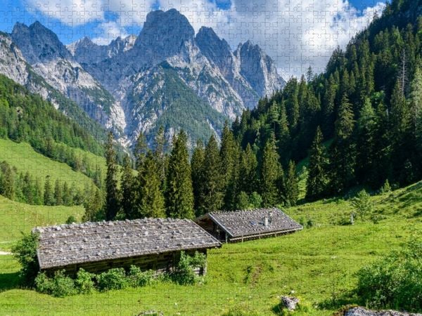 Produktbild: CALVENDO Puzzle Bindalm mit den M&uuml;hlsturzh&ouml;rnern | 1000 Teile Lege-Gr&ouml;&szlig;e 64x48cm Foto-Puzzle f&uuml;r gl&uuml;ckliche Stunden