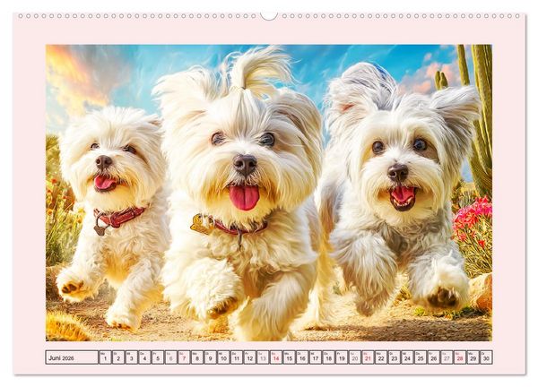 Produktbild: Bezaubernde Malteser. Fr&ouml;hliche Zuckerschnuten f&uuml;r Herz und Seele (Wandkalender 2026 DIN A2 quer), CALVENDO Monatskalender