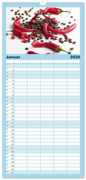 Produktbild: Familienplaner 2026 - Kaffee-Pause Terminkalender mit 5 Spalten (Wandkalender, 21 x 45 cm) CALVENDO