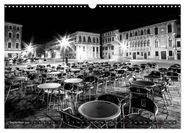 Produktbild: Leuchtendes Venedig &hellip;in monochrom (Wandkalender 2026 DIN A3 quer), CALVENDO Monatskalender
