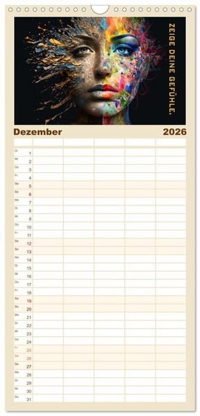 Produktbild: Familienplaner 2026 - Inneres Gleichgewicht mit 5 Spalten (Wandkalender, 21 x 45 cm) CALVENDO