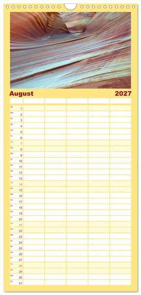 Produktbild: Familienplaner 2027 - Paria Canyon - The Wave Naturwunder mit 5 Spalten (Wandkalender, 21 x 45 cm) CALVENDO