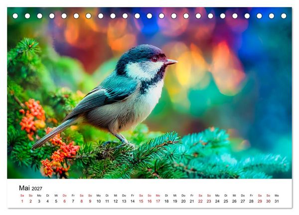 Produktbild: Federleicht - Das geheime Leben der Meisen (Tischkalender 2027 DIN A5 quer), CALVENDO Monatskalender
