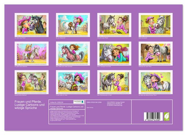 Produktbild: Frauen und Pferde. Lustige Cartoons und witzige Spr&uuml;che (Wandkalender 2026 DIN A3 quer), CALVENDO Monatskalender