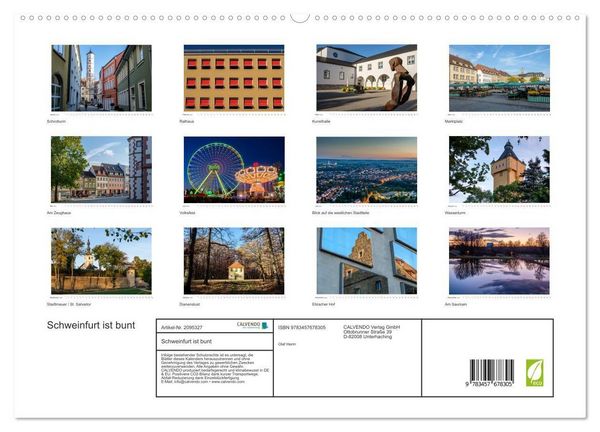 Produktbild: Schweinfurt ist bunt (hochwertiger Premium Wandkalender 2026 DIN A2 quer), Kunstdruck in Hochglanz