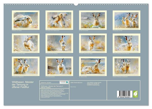 Produktbild: Wildhasen. Meister der Tarnung in offener Feldflur (hochwertiger Premium Wandkalender 2027 DIN A2 quer), Kunstdruck in Hochglanz