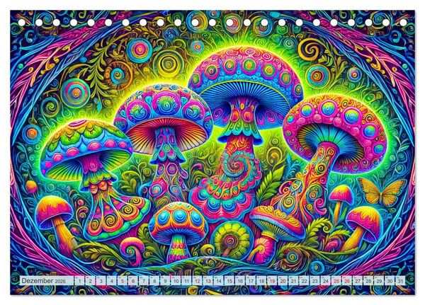 Produktbild: Psychedelische Pilze - Die bunte Welt der magischen Pilze (Tischkalender 2026 DIN A5 quer), CALVENDO Monatskalender