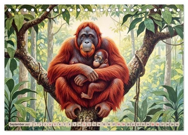 Produktbild: Asiens Tiere im Stil alter Naturstudien (Tischkalender 2027 DIN A5 quer), CALVENDO Monatskalender