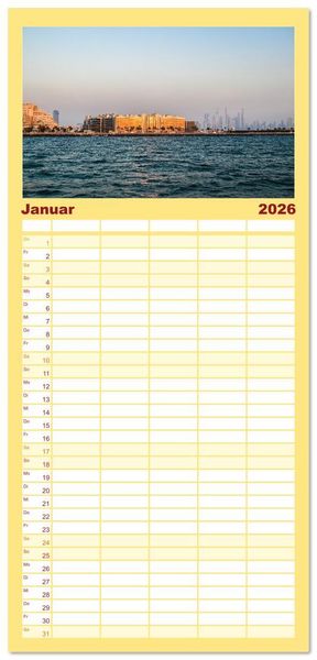 Produktbild: Familienplaner 2026 - Wundervolles Dubai mit 5 Spalten (Wandkalender, 21 x 45 cm) CALVENDO