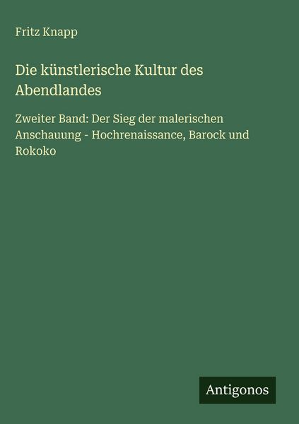 Produktbild: Die k&uuml;nstlerische Kultur des Abendlandes