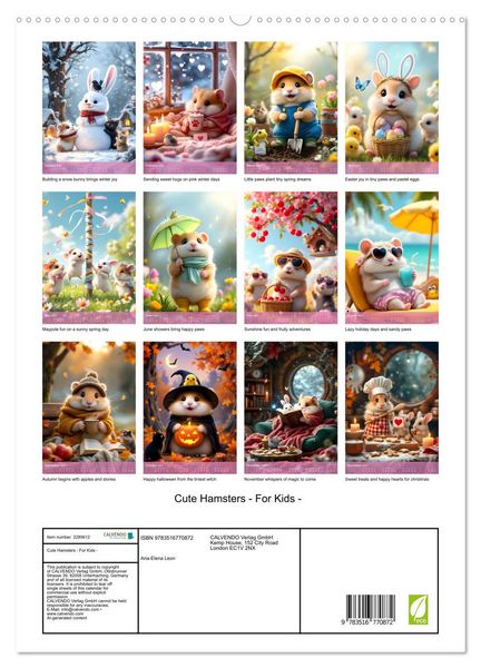 Produktbild: Cute Hamsters - For Kids - (High Quality Premium Wall Calendar 2027 DIN A2 portrait),CALVENDO 12 Month Wall Calendar