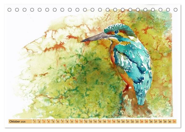 Produktbild: Faszination V&ouml;gel im Aquarell - Expressionistische Kunst von Doris Kr&uuml;ger (Tischkalender 2026 DIN A5 quer), CALVENDO Monatskalender