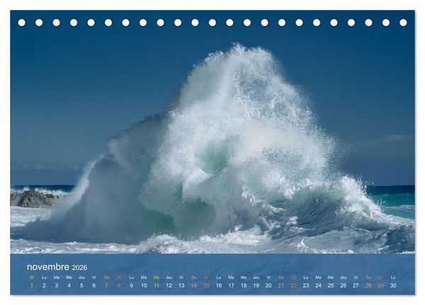 Produktbild: Temp&ecirc;tes c&ocirc;ti&egrave;res - La puissance brute des vagues (Calendrier de bureau 2026 DIN A5 vertical), CALVENDO calendrier mensuel