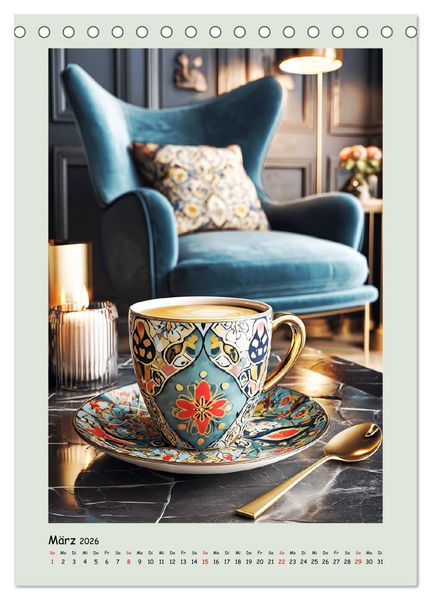 Produktbild: Kaffeepoesie. Der Charme edler Tassen (Tischkalender 2026 DIN A5 hoch), CALVENDO Monatskalender