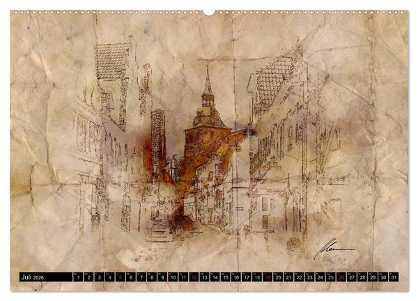 Produktbild: L&uuml;neburger Skizzen (hochwertiger Premium Wandkalender 2026 DIN A2 quer), Kunstdruck in Hochglanz