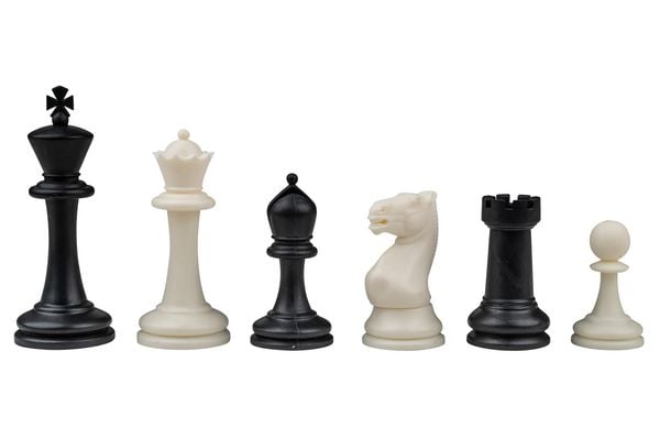 Schachfiguren Nerva, Königshöhe 95 mm, Kunststoff, gewichtet, schwarz weiss, im Polybeutel