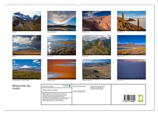 Produktbild: Blickpunkte der Anden (hochwertiger Premium Wandkalender 2026 DIN A2 quer), Kunstdruck in Hochglanz