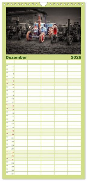 Produktbild: Familienplaner 2026 - Trecker - Oldtimer mit 5 Spalten (Wandkalender, 21 x 45 cm) CALVENDO