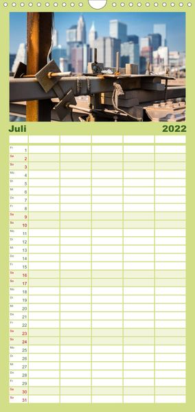 Produktbild: Familienplaner New York City Impressionen / Geburtstagskalender (Wandkalender 2022 , 21 cm x 45 cm, hoch)