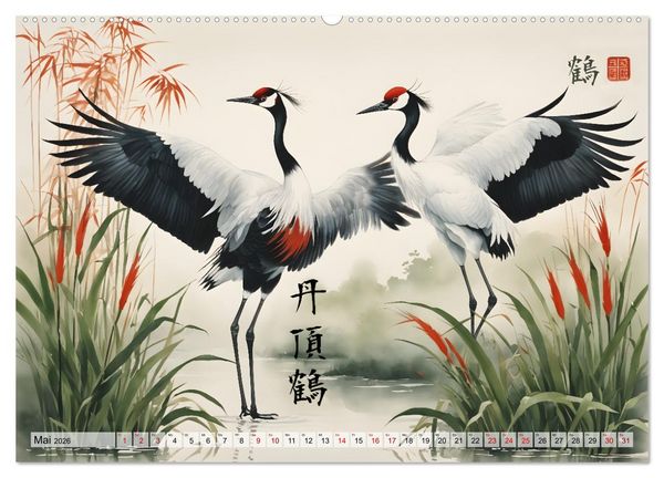 Produktbild: Tierische Anmut - japanische Aquarellkunst von der Natur inspiriert (hochwertiger Premium Wandkalender 2026 DIN A2 quer), Kunstdruck in Hochglanz