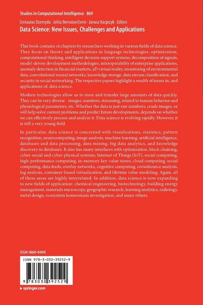 Produktbild: Data Science: New Issues, Challenges and Applications