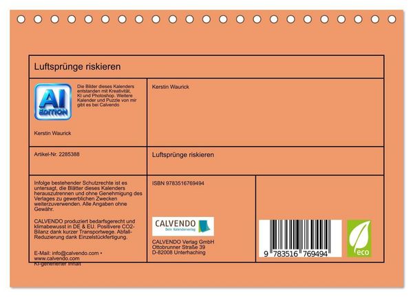 Produktbild: Luftspr&uuml;nge riskieren (Tischkalender 2027 DIN A5 quer), CALVENDO Monatskalender