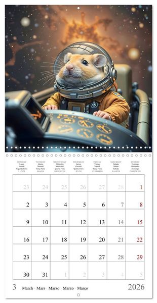 Produktbild: AI Hamster Astronauts exploring the Cosmos (Wall Calendar 2026 12 &times; 12 Inch) CALVENDO 12 Month Wall Calendar