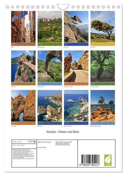 Produktbild: Korsika - Felsen und Meer (Wandkalender 2026 DIN A4 hoch), CALVENDO Monatskalender