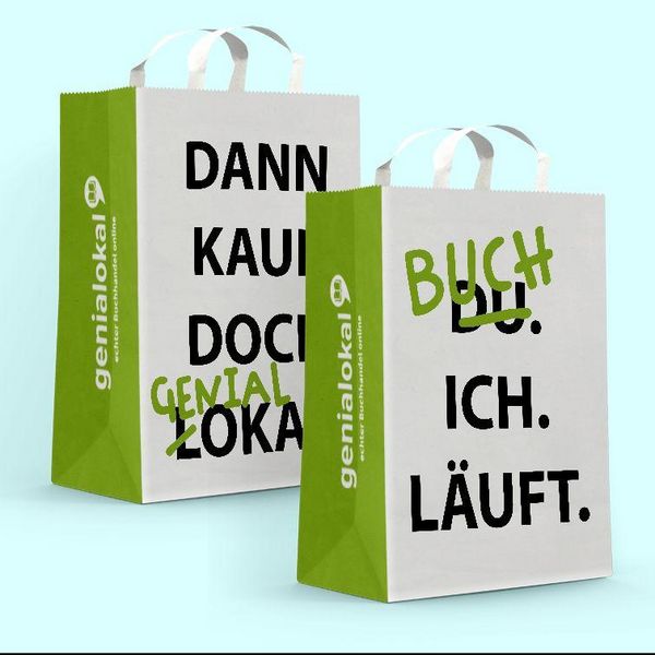 Produktbild: Genialokal Papiertragetaschen (VE 250) mit Flachhenkeln, wei&szlig;, 100 gr, 26 + 12 x 35 cm (Breite + Tiefe x H&ouml;he), vorlizensiert