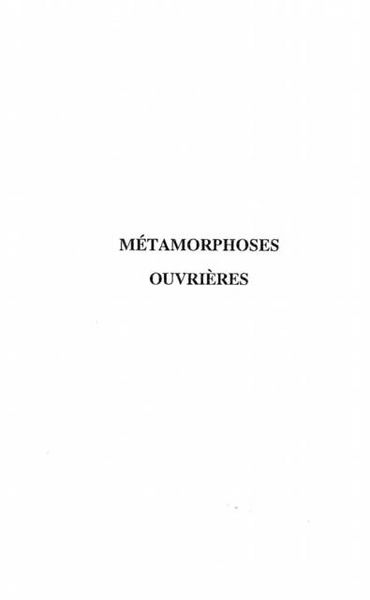 Produktbild: Metamorphoses ouvrieres