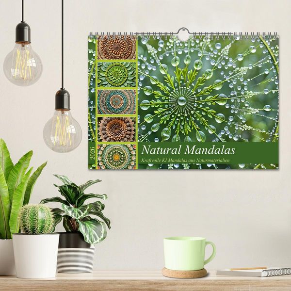 Produktbild: Natural Mandalas - Kraftvolle KI Mandalas aus Naturmaterialien (Wandkalender 2026 DIN A4 quer), CALVENDO Monatskalender
