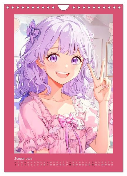 Produktbild: Zauberhafte Momente. Rosa Tr&auml;ume im Manga-Stil (Wandkalender 2026 DIN A4 hoch), CALVENDO Monatskalender