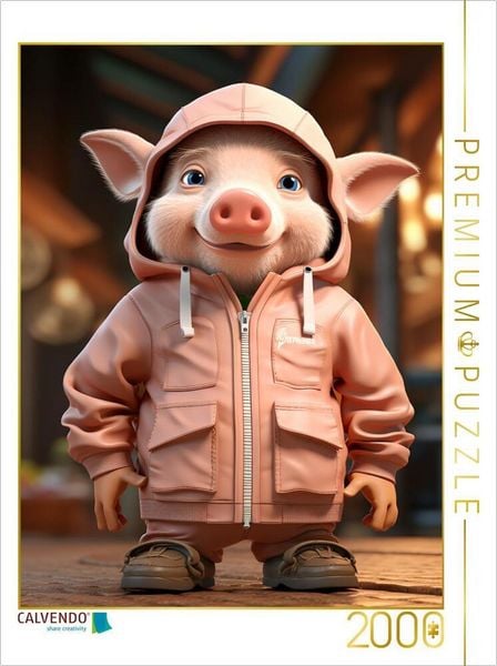 CALVENDO Puzzle Schweinchen Rosi | 2000 Teile Lege-Größe 90x67cm Foto-Puzzle für glückliche Stunden