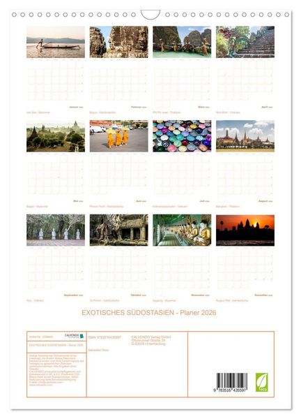Produktbild: EXOTISCHES S&Uuml;DOSTASIEN - Planer 2026 (Wandkalender 2026 DIN A3 hoch), CALVENDO Monatskalender