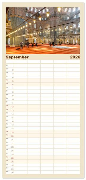 Produktbild: Familienplaner 2026 - Istanbul - Faszination Moschee mit 5 Spalten (Wandkalender, 21 x 45 cm) CALVENDO