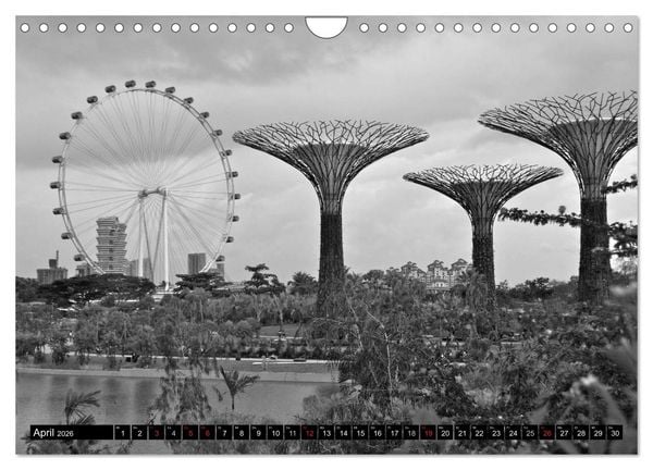 Produktbild: Singapur - Impressionen in schwarz - weiss (Wandkalender 2026 DIN A4 quer), CALVENDO Monatskalender