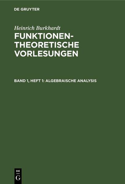 Produktbild: Algebraische Analysis