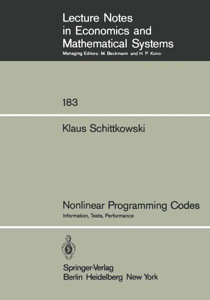 Produktbild: Nonlinear Programming Codes