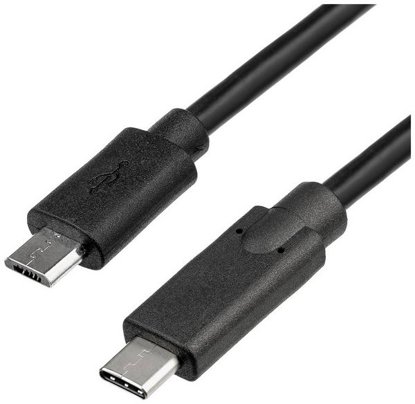 Produktbild: Akyga USB-Kabel USB-Micro-B Stecker, USB-C&reg; Stecker 1.00m Schwarz AK-USB-16