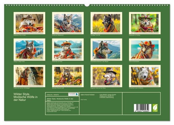 Produktbild: Wilder Style. Modische W&ouml;lfe in der Natur (hochwertiger Premium Wandkalender 2026 DIN A2 quer), Kunstdruck in Hochglanz