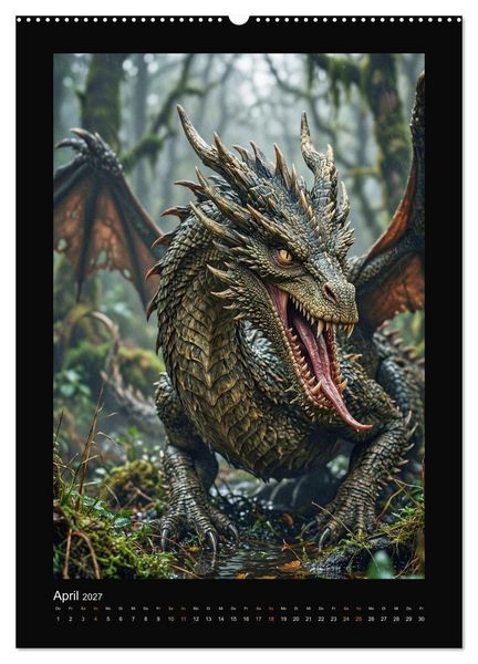 Produktbild: Drachen - Magische Herrscher, Dark‑Fantasy Wandkalender (Wandkalender 2027 DIN A2 hoch), CALVENDO Monatskalender