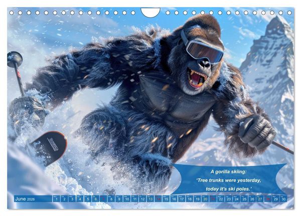 Produktbild: Funny charming animals as skiers (Wall Calendar 2026 DIN A4 landscape), CALVENDO 12 Month Wall Calendar