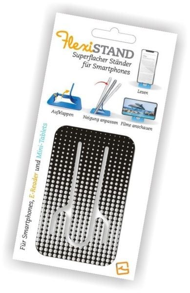 Flexistand Silver Dots - superflacher Aufsteller für Smartphones und Mini-Tablets, Handyhalter