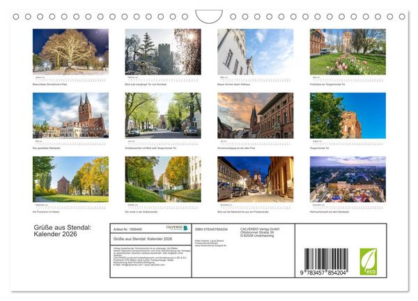 Produktbild: Gr&uuml;&szlig;e aus Stendal: Kalender 2026 (Wandkalender 2026 DIN A4 quer), CALVENDO Monatskalender