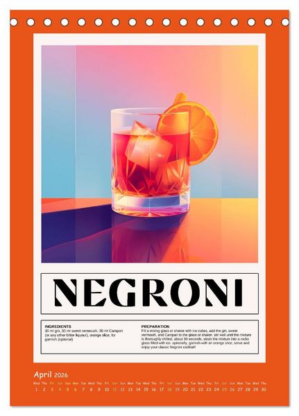 Produktbild: Classic Cocktails (Desk Calendar 2026 DIN A5 portrait), CALVENDO 12 Month DeskCalendar