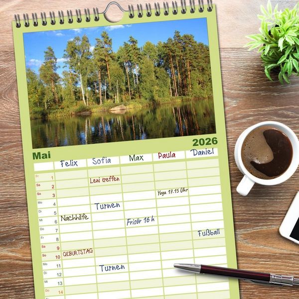 Produktbild: Familienplaner 2026 - Schweden 2026 mit 5 Spalten (Wandkalender, 21 x 45 cm) CALVENDO