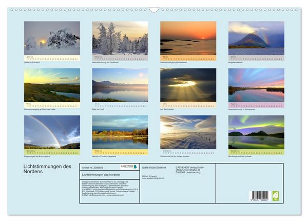 Produktbild: Lichtstimmungen des Nordens (Wandkalender 2026 DIN A2 quer), CALVENDO Monatskalender